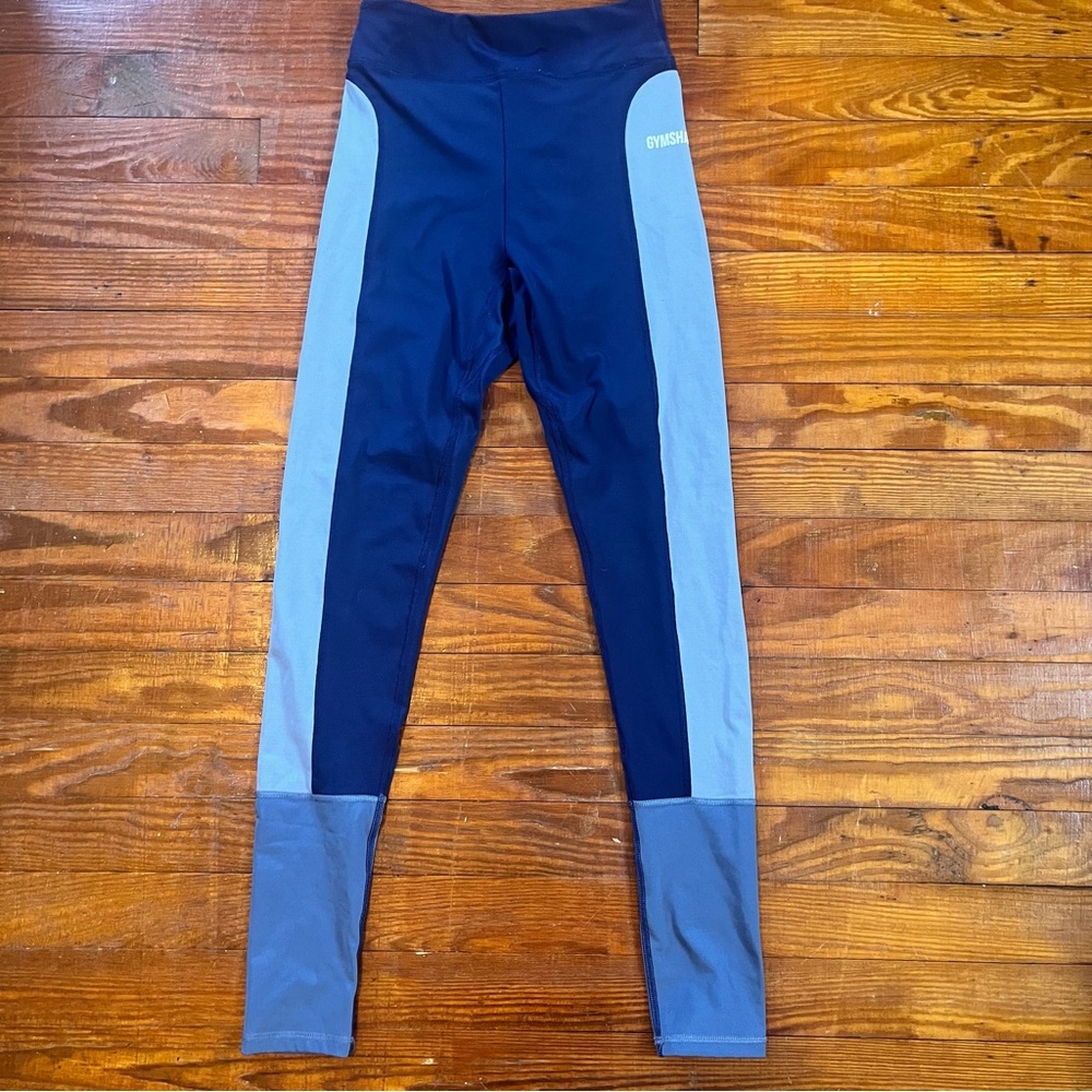 Gymshark Illusion Leggings(S) Full Length High Waisted Contour Seams Navy/Purple